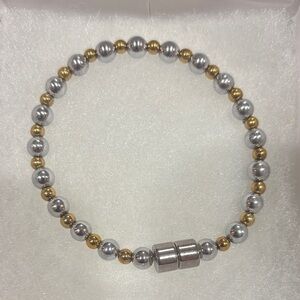 Elegant Handmade Ladies Silver and Gold Beaded Bracelet #21